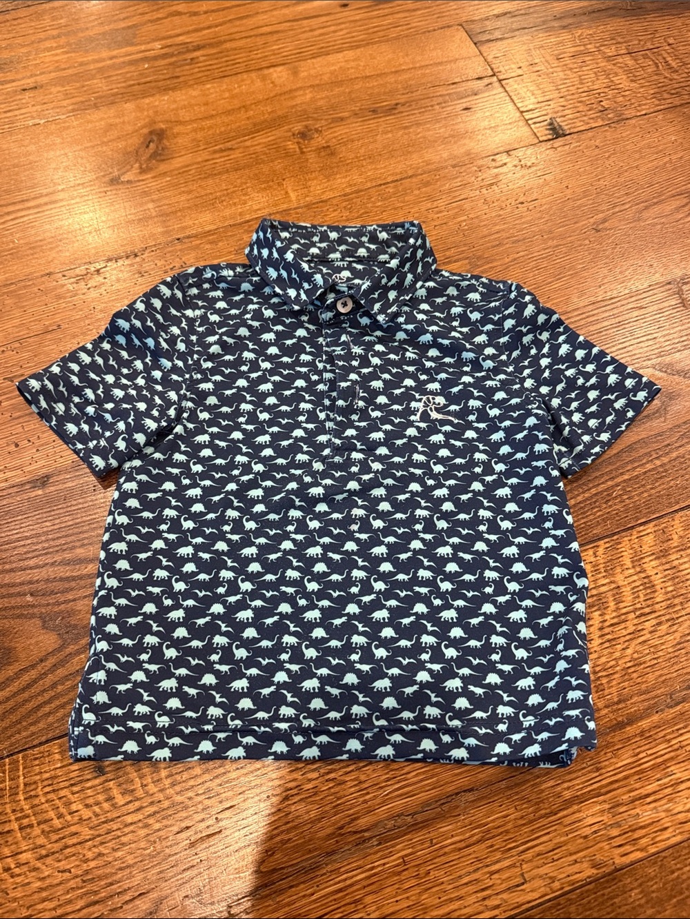 Rhoback Navy Polo with Light Blue Dinosaur Print